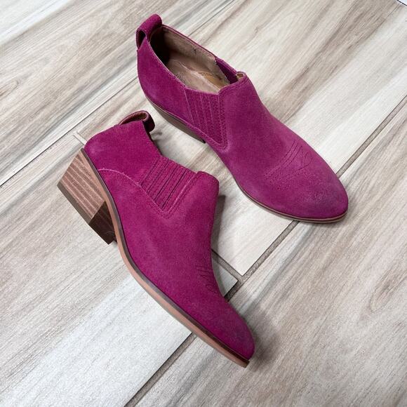 Frye Rubie Western Slip On Booties In Raspberry Size 5.5 - Picture 2 of 7